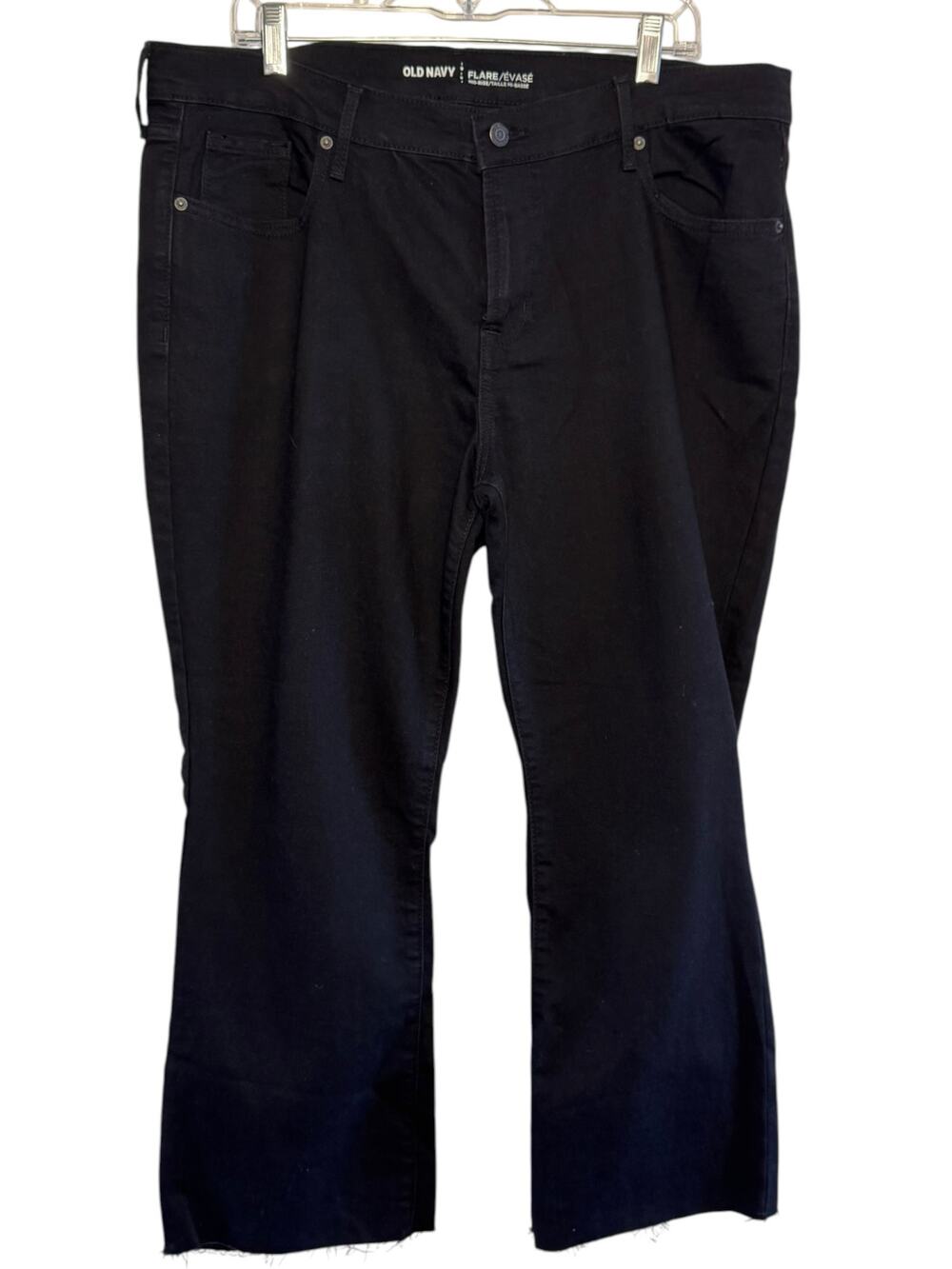 Old Navy Black Plus Size 16 Frayed Hem Flare Jeans